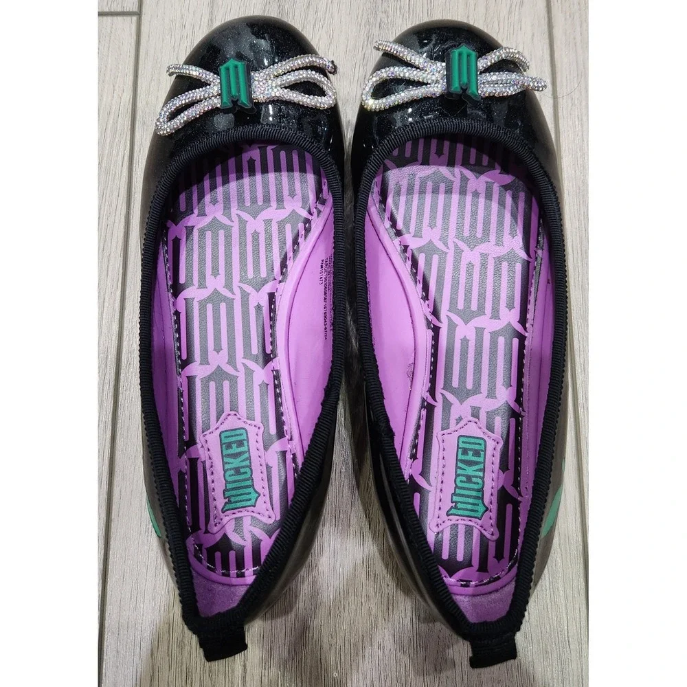Kids Wicked The Musical Movie Black Sparkle‎ Ballet Flats Girls Size 1